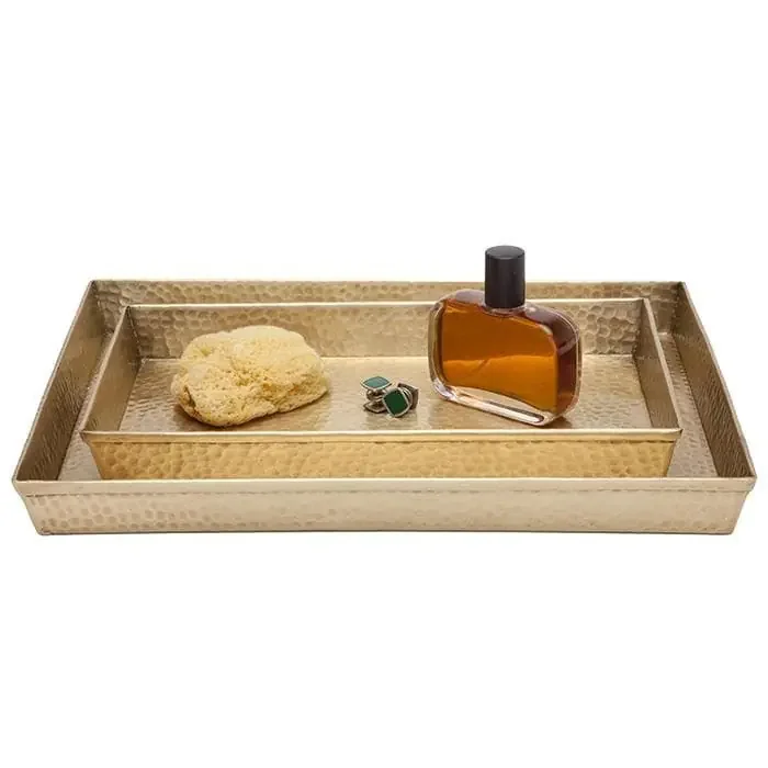 Verum Hammered Metal Tray Set – Antique Brass