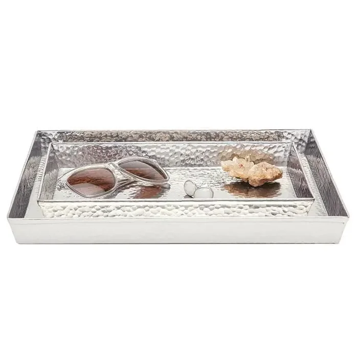Verum Hammered Metal Tray Set – Shiny Nickel