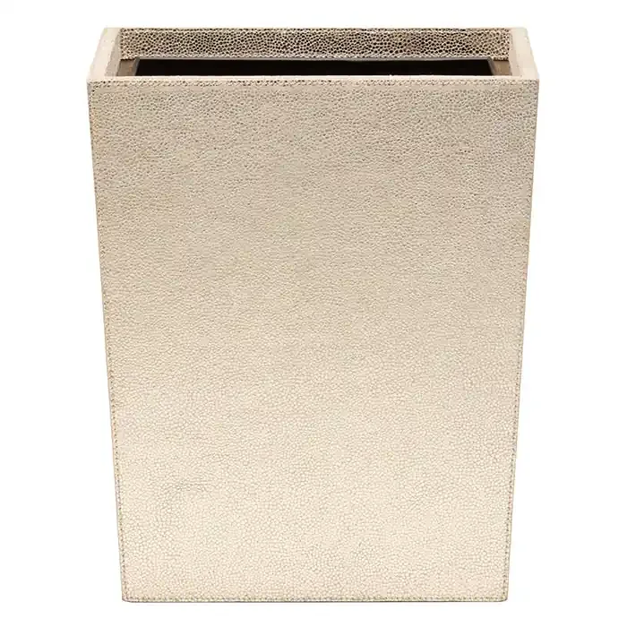 Viana Gold Foil Full-Grain Leather Rectangular Wastebasket
