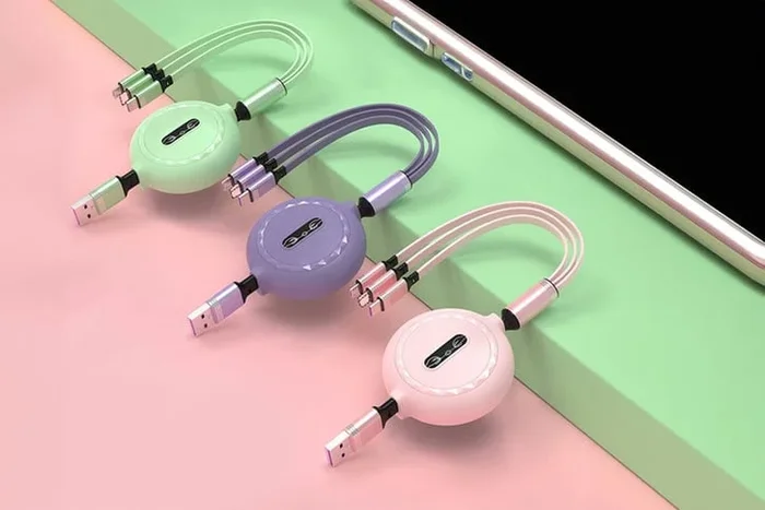 Vibrant Retractable 3-in-1 Charging Cable – 5 Dynamic Colours