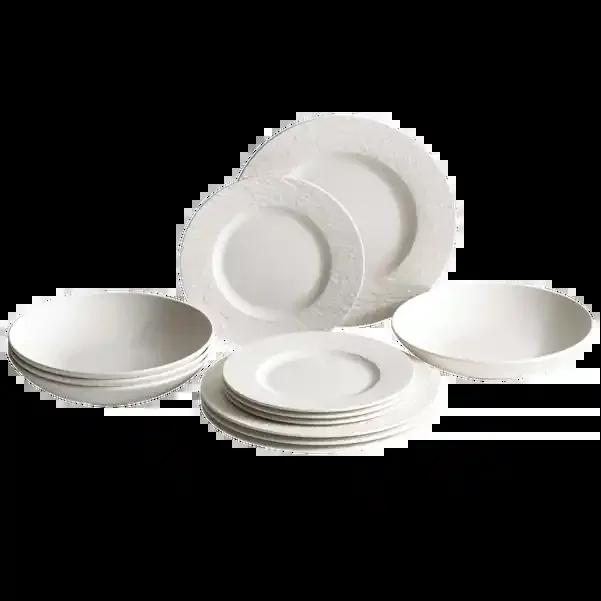 Villeroy & Boch Manufacture Rock Blanc 12-Piece Dinnerware Set