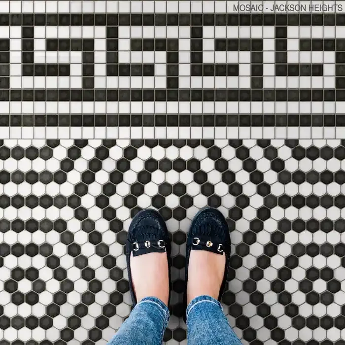 Vintage Vinyl Floorcloth Mat (Mosaic E – Jackson Heights )