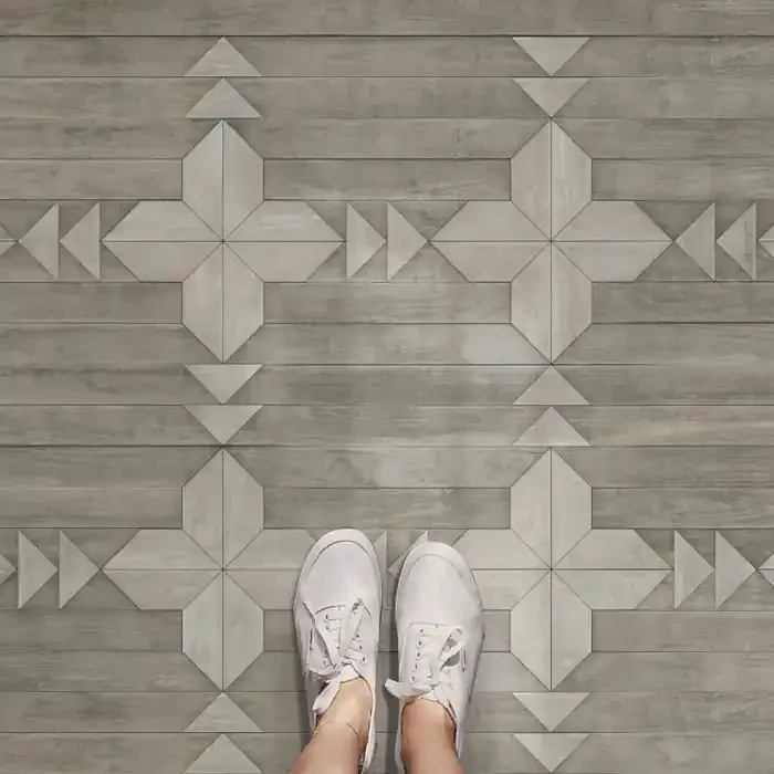 Vintage Vinyl Floorcloth Mat (Norwegian Wood – Carpathian – Poland)