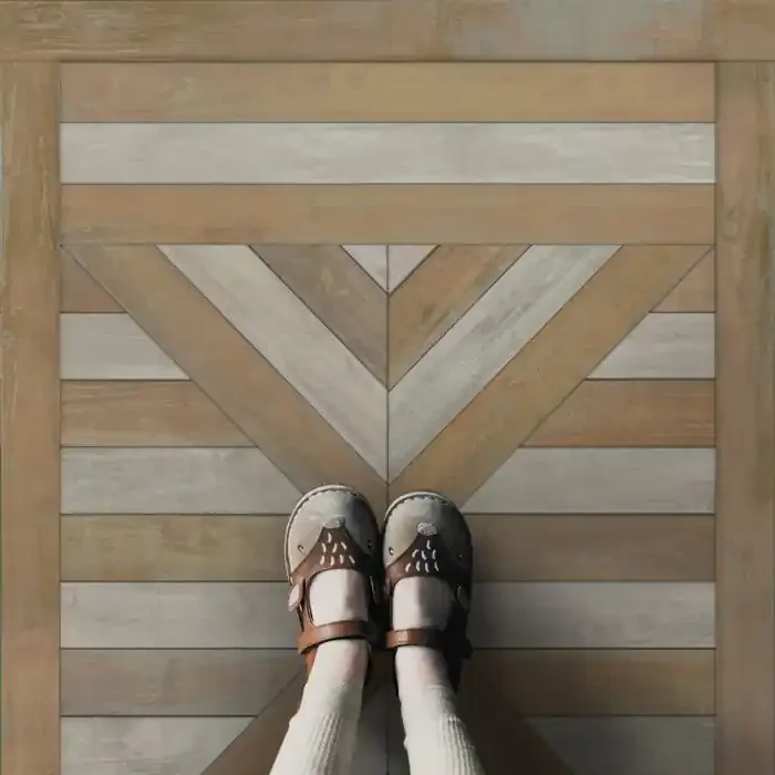 Vintage Vinyl Floorcloth Mat (Norwegian Wood – Hoia – Wake to Sanity)