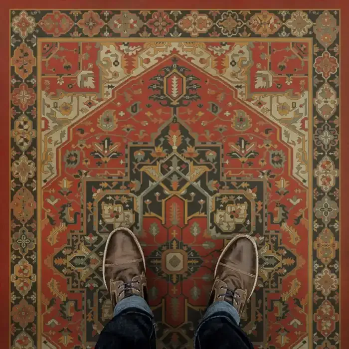 Vintage Vinyl Floorcloth Mat (Persian Bazaar – Camelot – Battle of Camlann)