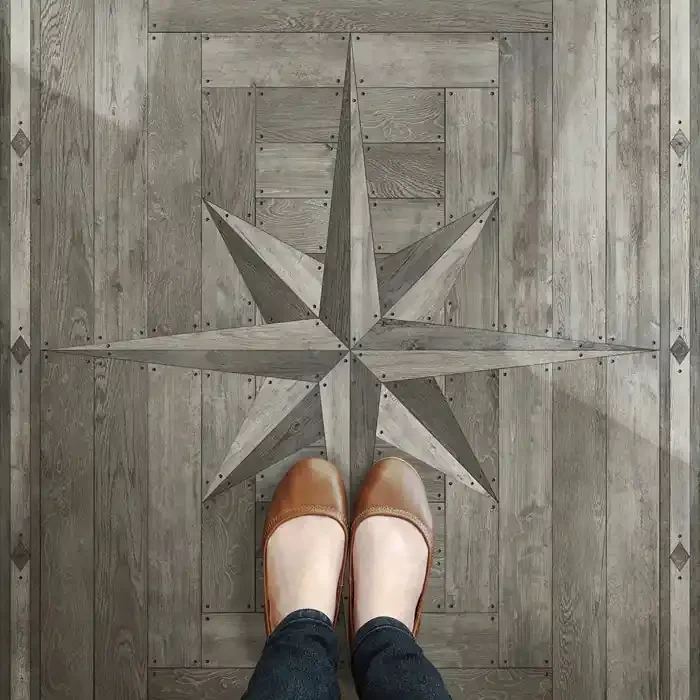 Vintage Vinyl Floorcloth Mat (Williamsburg – 18th Century Joinery – A Forest Grove)