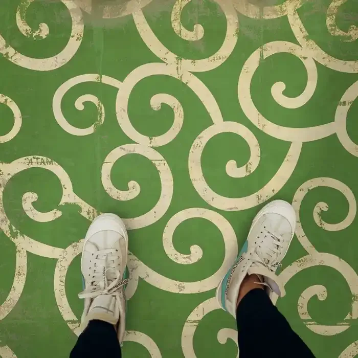 Vintage Vinyl Floorcloth Mats (Pattern 04 Sea of Green)