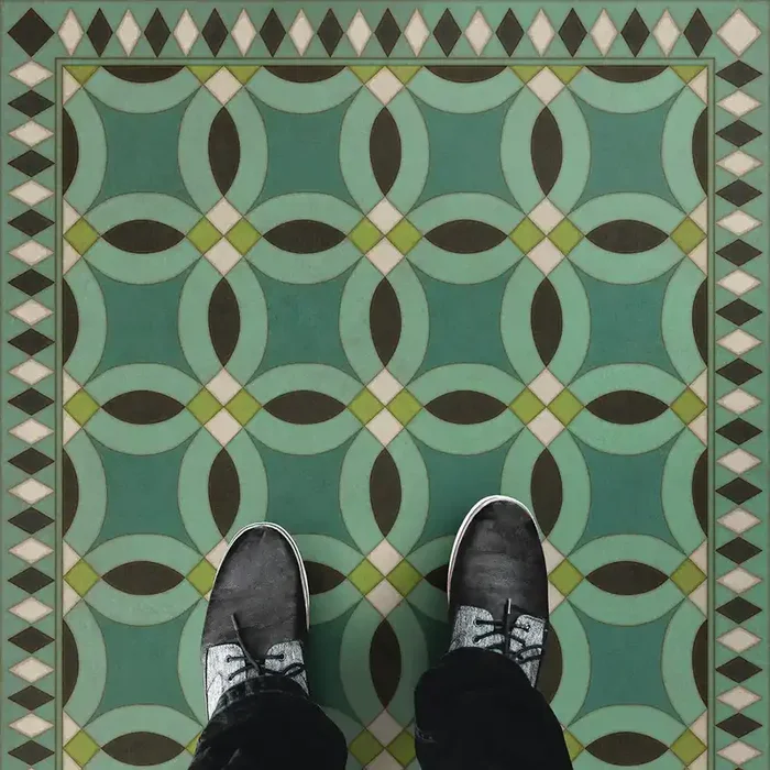 Vintage Vinyl Floorcloth Rug (American Folk Art Museum – Wedding Ring – Felicity)