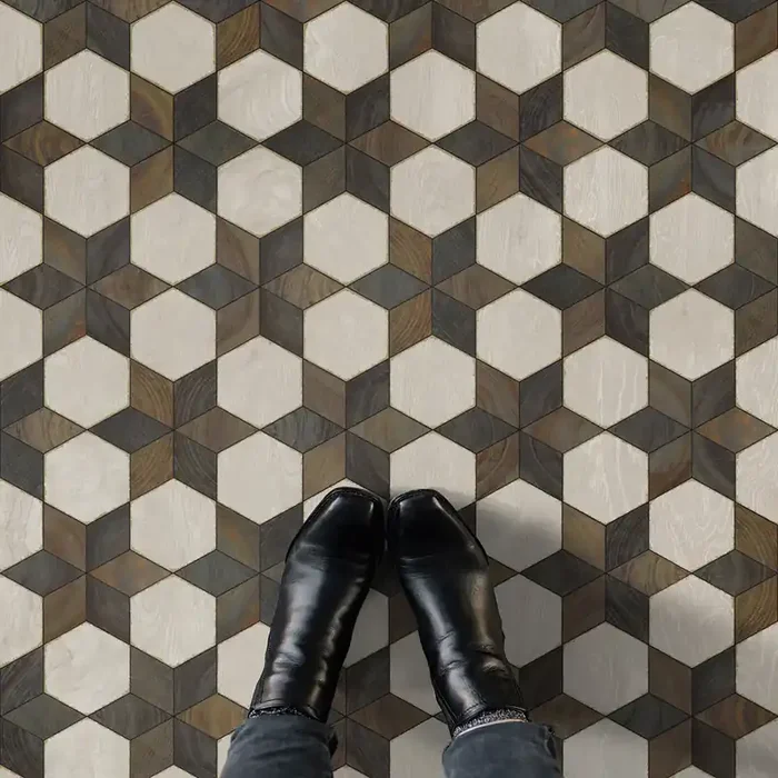 Vintage Vinyl Floorcloth Rug (Artisanry – Illuminated – Battlestar)