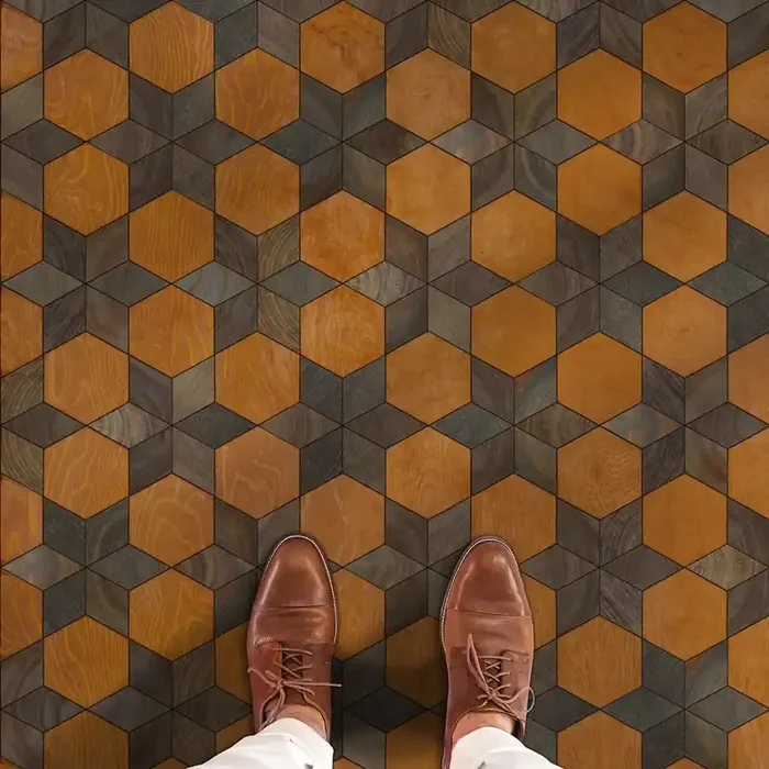 Vintage Vinyl Floorcloth Rug (Artisanry – Illuminated – Star Chamber)