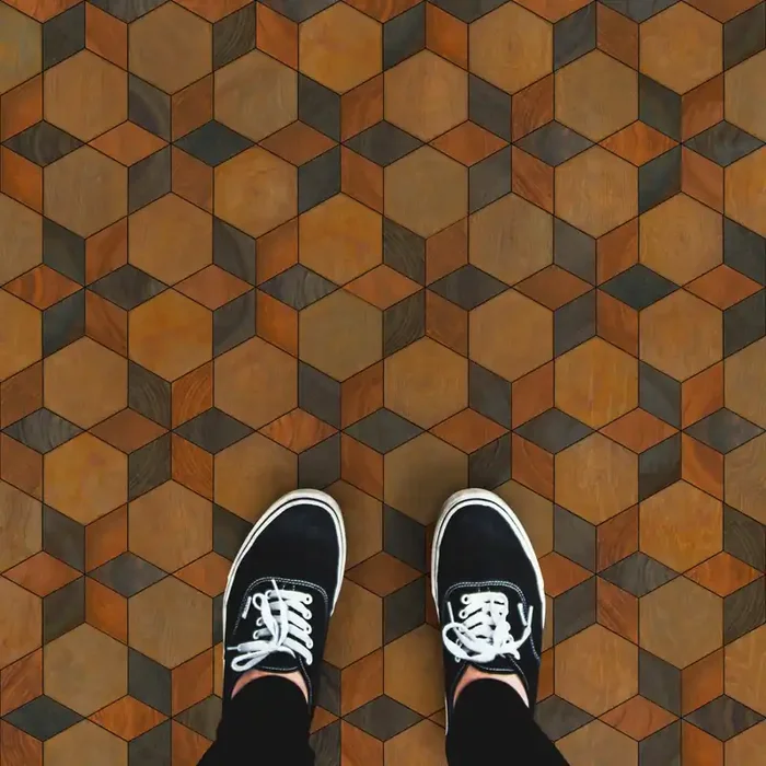 Vintage Vinyl Floorcloth Rug (Artisanry – Illuminated – Starmaker)