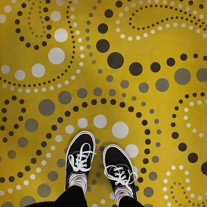 Vintage Vinyl Floorcloth Rug (Pattern 12 Spaced Out)