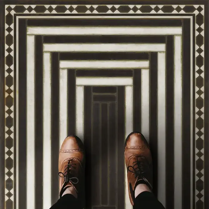 Vintage Vinyl Floorcloth Rug (Pattern 18 Son of Heaven)