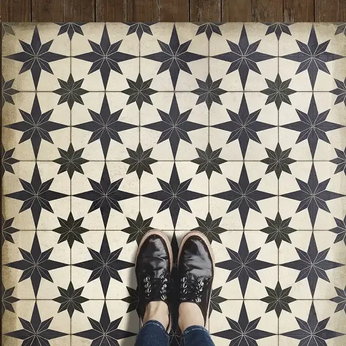 Vintage Vinyl Floorcloth Rug (Pattern 20 Astraea – Distressed)