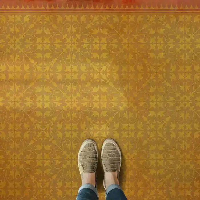 Vintage Vinyl Floorcloth Rug (Pattern 21 All in the Golden Afternoon)