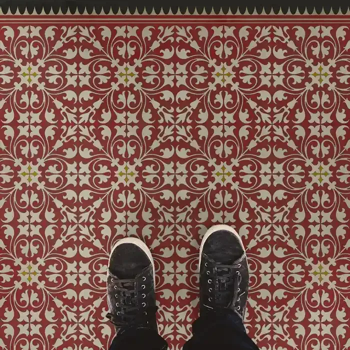 Vintage Vinyl Floorcloth Rug (Pattern 21 The Red Queen)