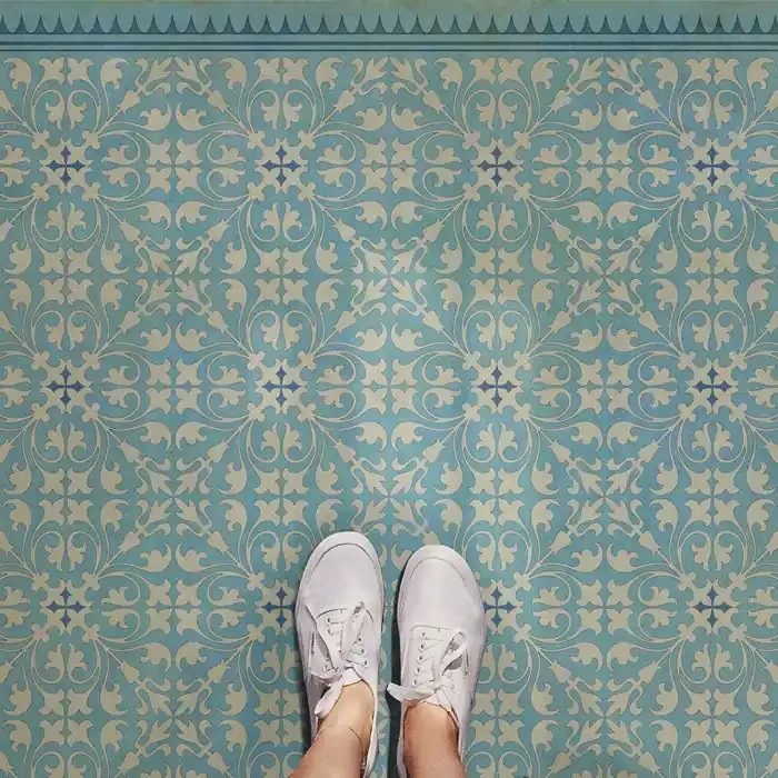 Vintage Vinyl Floorcloth Rug (Pattern 21 Through the Looking Glass)