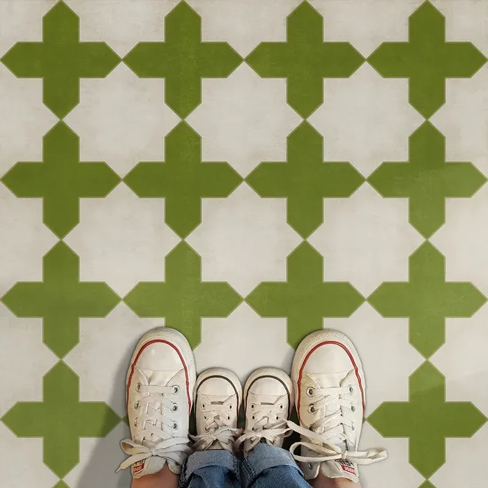 Vintage Vinyl Floorcloth Rug (Pattern 23 Olive Tree)