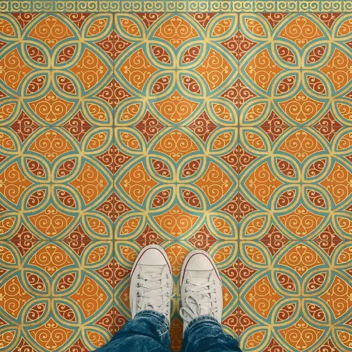 Vintage Vinyl Floorcloth Rug (Pattern 25 Suleiman)