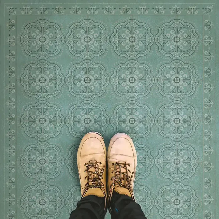 Vintage Vinyl Floorcloth Rug (Pattern 28 Unspoken)