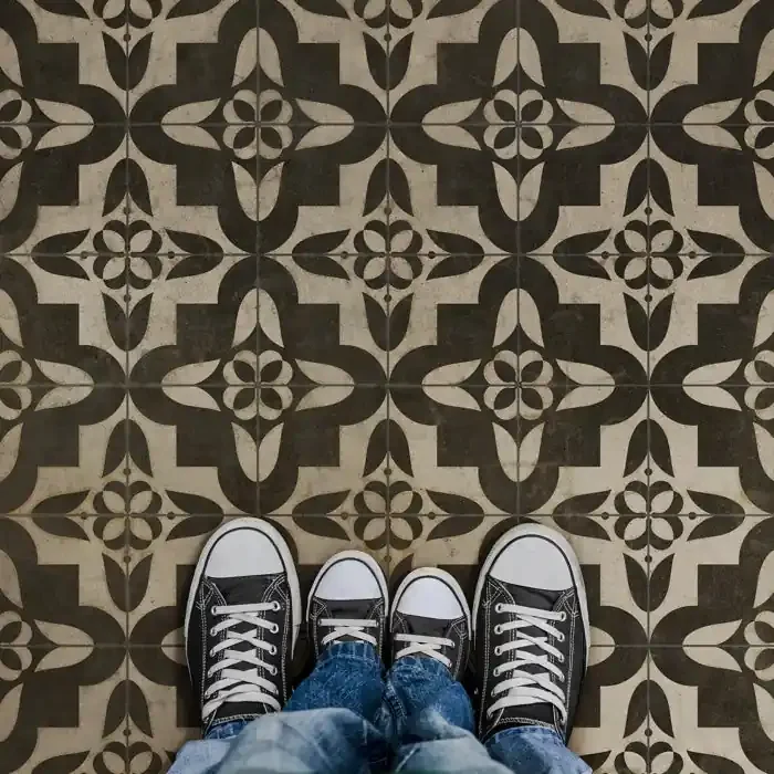 Vintage Vinyl Floorcloth Rug (Pattern 33 Boggled)