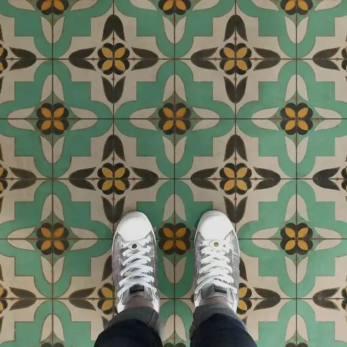 Vintage Vinyl Floorcloth Rug (Pattern 33 Passpartou)