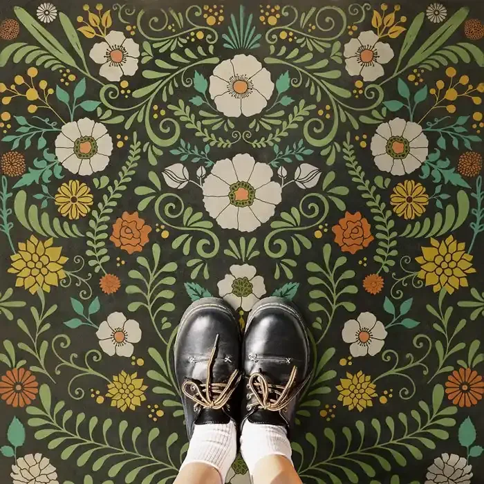 Vintage Vinyl Floorcloth Rug (Pattern 36 The Arranger of Disorder)