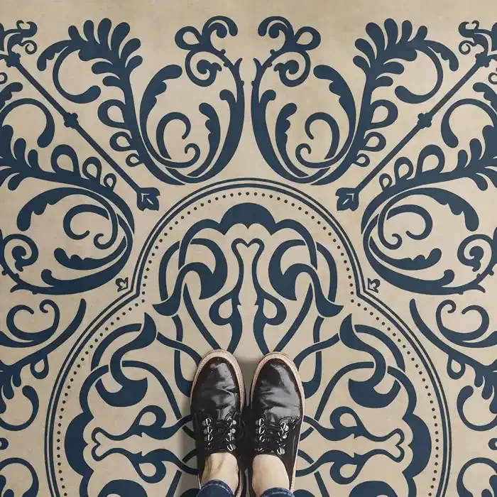 Vintage Vinyl Floorcloth Rug (Pattern 39 Gin Rummy)