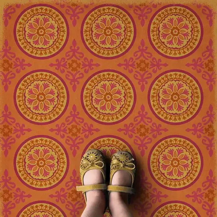 Vintage Vinyl Floorcloth Rug (Pattern 43 Enlightenment)