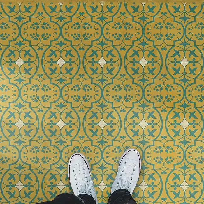 Vintage Vinyl Floorcloth Rug (Pattern 51 the Season of Light)