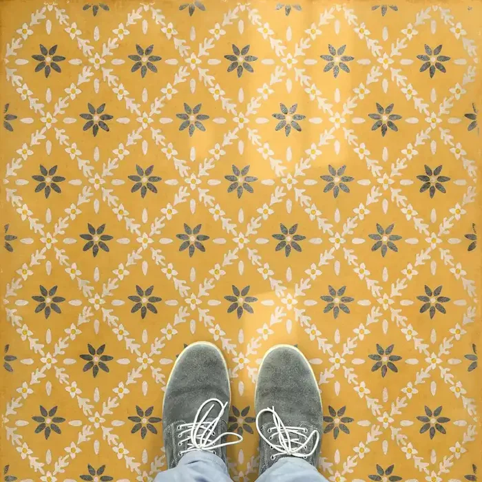 Vintage Vinyl Floorcloth Rug (Williamsburg -Naturalist – Catesby)