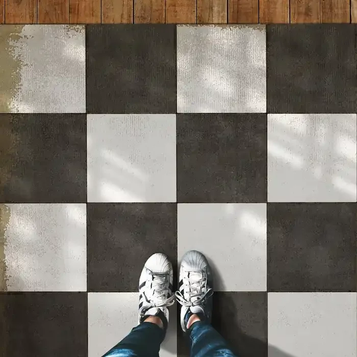 Vintage Vinyl Floorcloths Pattern 07 (Checkered Past – Distressed)