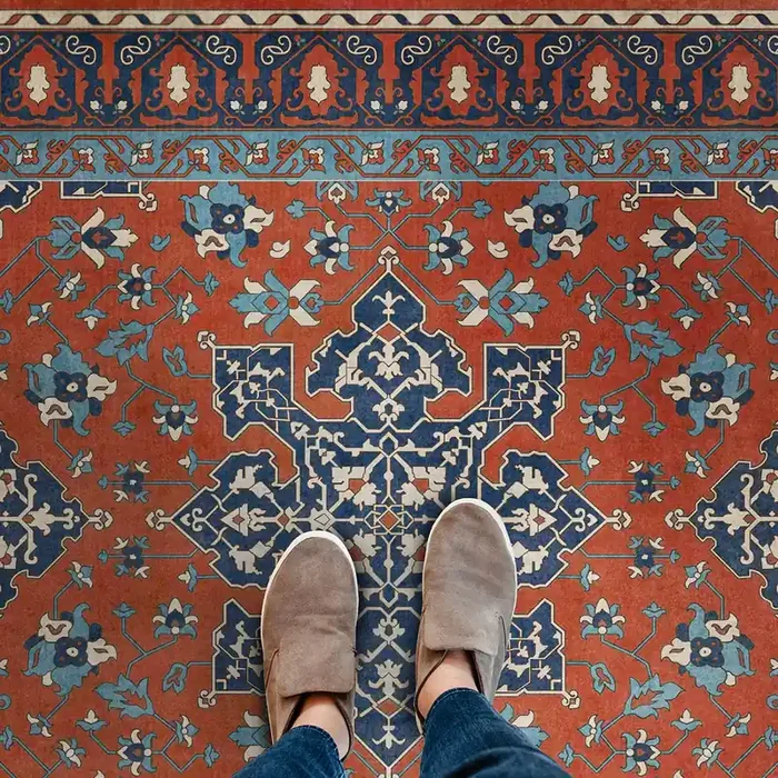 Vinyl Floorcloth Mat (Williamsburg – Star Ushak – Ever Burning Stars)