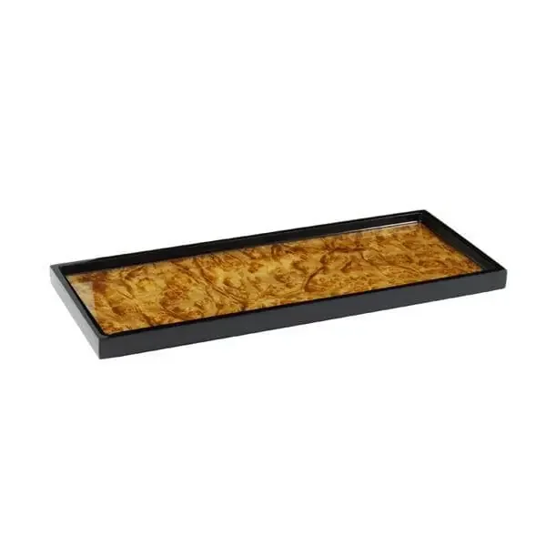 Walnut Burl Inlay Lacquer Long Vanity Tray