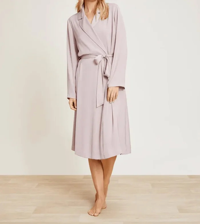 Washed Satin Notch Collar Robe – Faded Rose – Barefoot Dreams