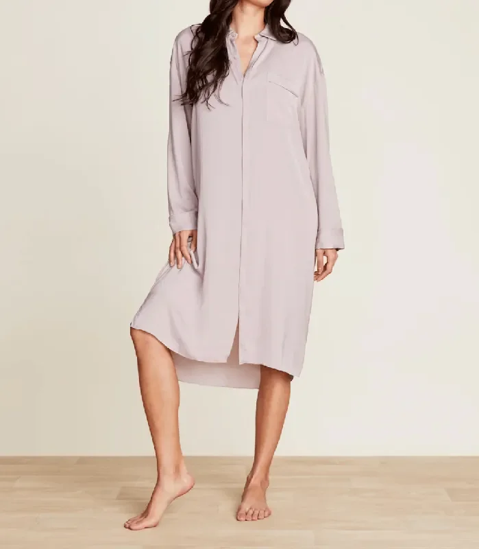 Washed Satin Piped Nightshirt with Love Embroidery – Barefoot Dreams