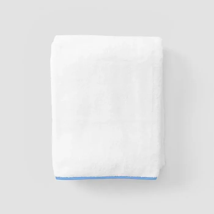 Weezie-Signature Bath Towel – French Blue on White