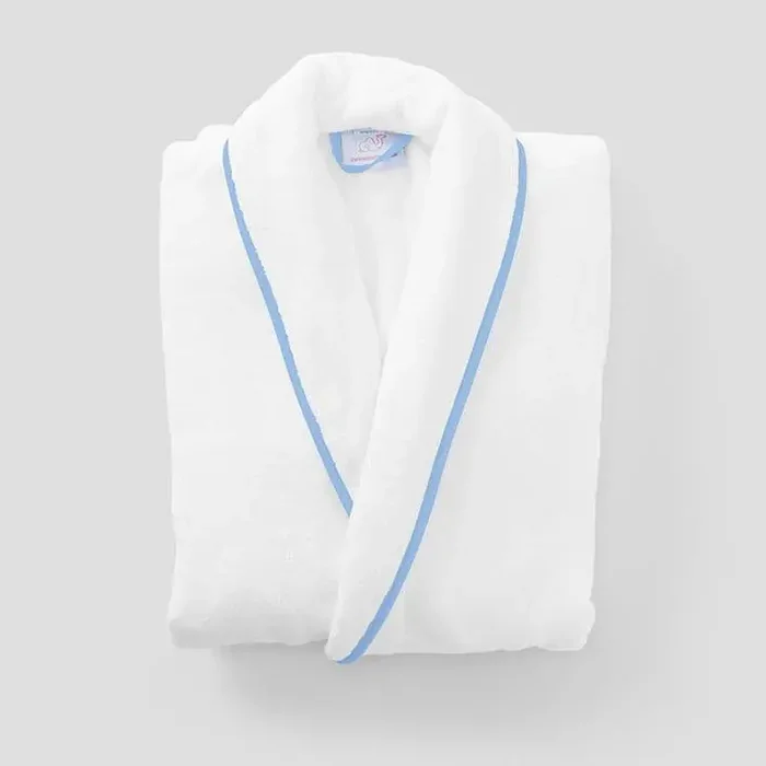 Weezie-Women‘s Long SIgnature Robe – French Blue on White Size XS
