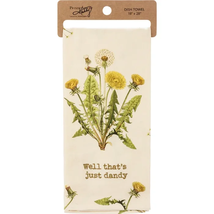Well That‘s Just Dandy Punny Dandelion Dish Cloth Towel Cotton Linen Novelty Tea Towel Cute Kitchen Hand Towel 18″ x 28″