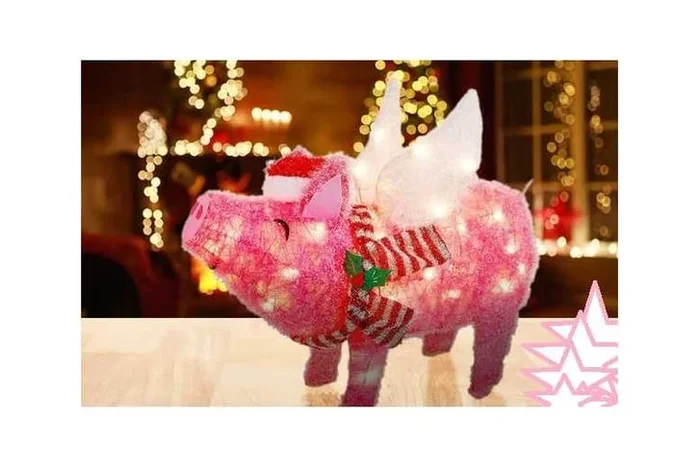 Whimsical LED Light-Up Pink Flying Pig
