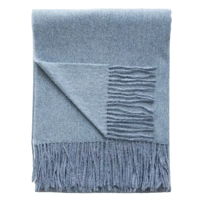Whitby Alpaca Wool Throw (Denim Blue)