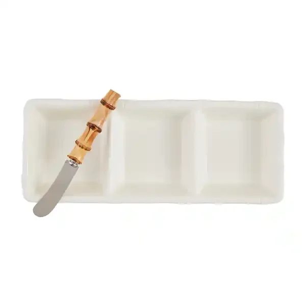 White Bamboo Triple Tidbit Set
