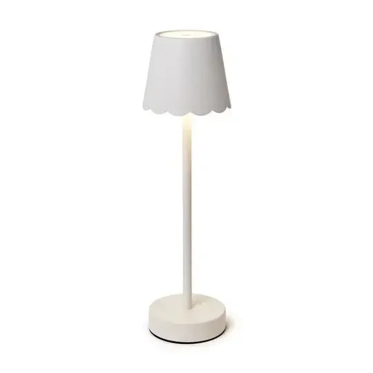 White LED Table Lamp with Scalloped Shade