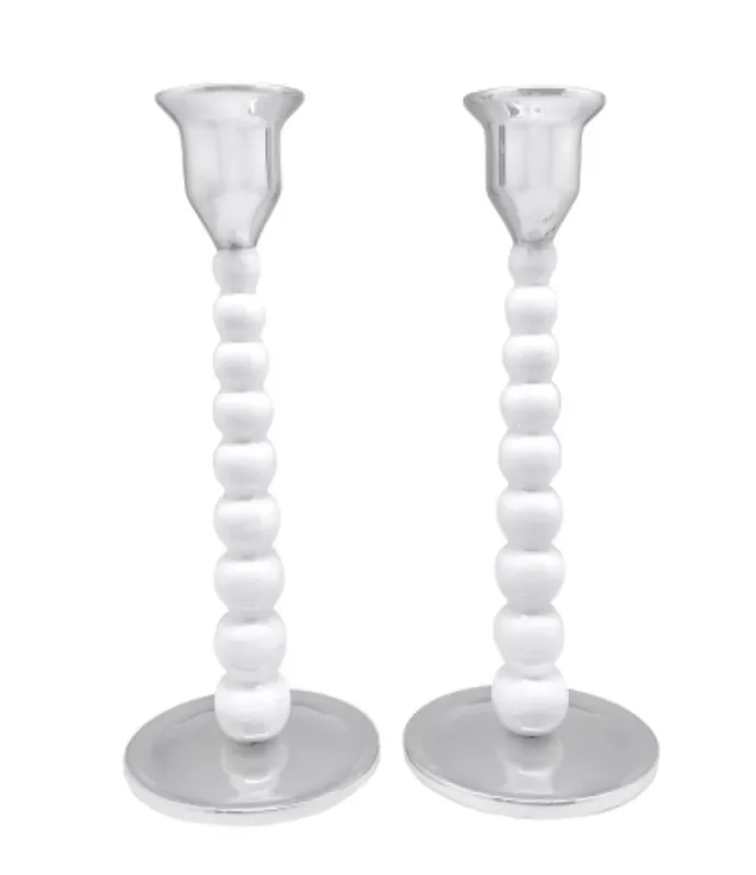 White Pearled Candle Holder Set – Mariposa