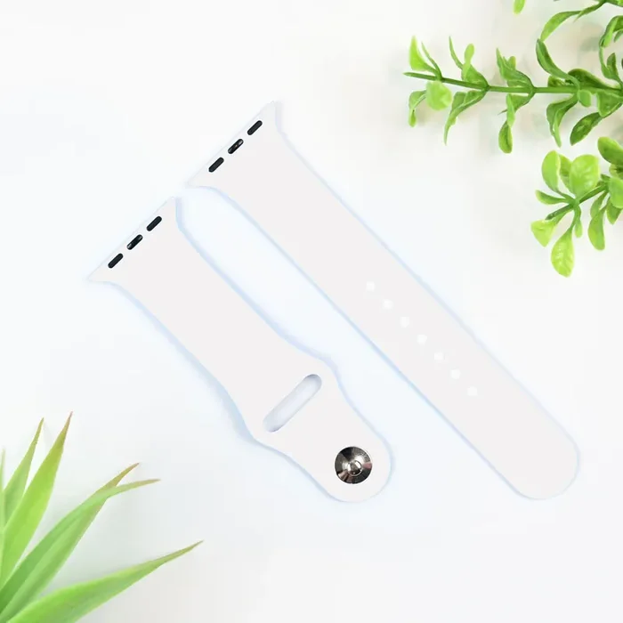 White Silicone Apple Watch Band • Custom Engraved
