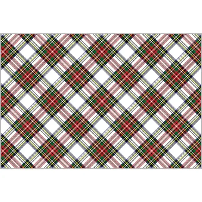 White Stewart Plaid Christmas Placemats