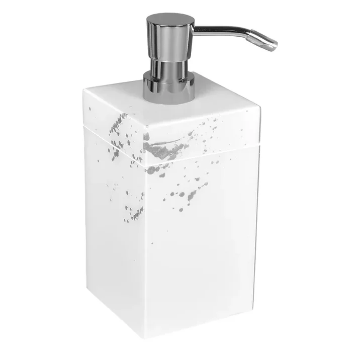 White with Artful Silver Lacquer Soap Pump
