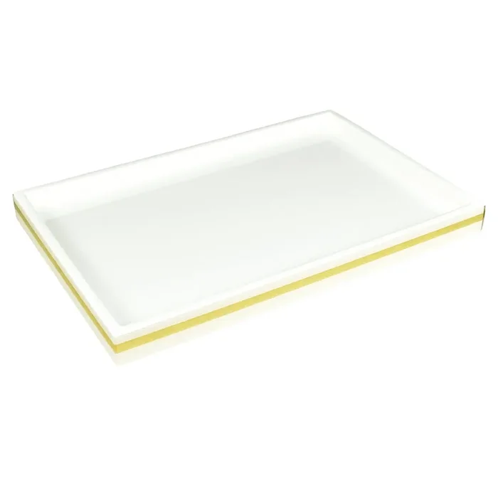 White with Shine Gold Leaf Band Lacquer Vanity Tray