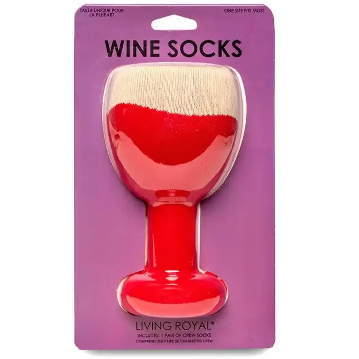 Wine Time 3D Packaged Crew Socks in Red