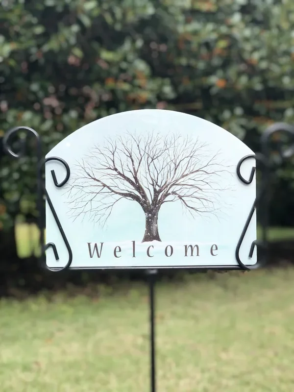 Winter Tree Welcome Garden Sign